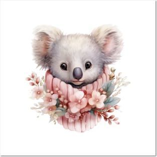 Pink Christmas Koala Posters and Art